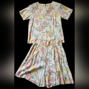 Vintage Christine David Floral 2-Piece Set Made in USA Cottagecore
